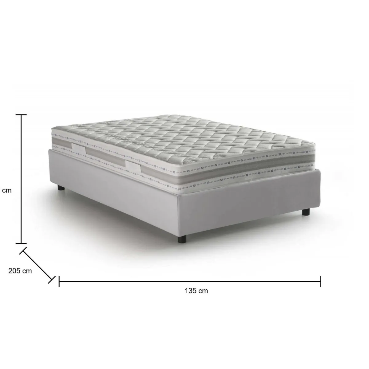 Letti Piazza E Mezza|Letti Contenitore > Dmora Letto piazza e mezza Atar, con materasso Cm 120x190 incluso, Bianco