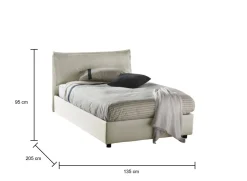 Letti Piazza E Mezza|Letti Contenitore > Dmora Letto piazza e mezza Attinia, con materasso Cm 120x190 incluso, Beige