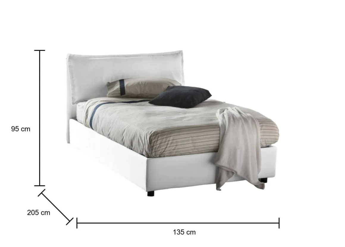 Letti Piazza E Mezza|Letti Contenitore > Dmora Letto piazza e mezza Attinia, con materasso Cm 120x190 incluso, Blu