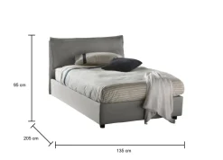 Letto piazza e mezza Attinia, con materasso Cm 120x190 incluso, Grigio