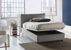 Letto piazza e mezza Attinia, con materasso Cm 120x190 incluso, Grigio