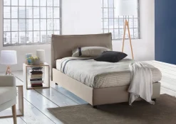 Letto piazza e mezza Attinia, con materasso Cm 120x190 incluso, Tortora