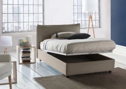 Letto piazza e mezza Attinia, con materasso Cm 120x190 incluso, Tortora
