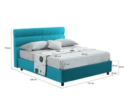 Letti Piazza E Mezza|Letti Piazza E Mezza > Dmora Letto Piazza e Mezza Materasso Incluso Sfoderabile, Contenitore Made in Italy - Brinzio Azzurro