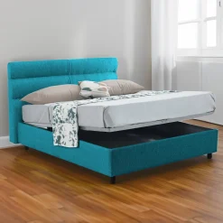 Letti Piazza E Mezza|Letti Piazza E Mezza > Dmora Letto Piazza e Mezza Materasso Incluso Sfoderabile, Contenitore Made in Italy - Brinzio Azzurro
