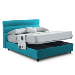 Letti Piazza E Mezza|Letti Piazza E Mezza > Dmora Letto Piazza e Mezza Materasso Incluso Sfoderabile, Contenitore Made in Italy - Brinzio Azzurro