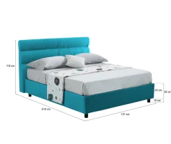 Letti Piazza E Mezza|Letti Piazza E Mezza > Dmora Letto Piazza e Mezza Sfoderabile Contenitore, Dimensione Materasso 120x190 cm Made in Italy - Brivio Azzurro