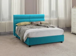 Letto Piazza e Mezza Azzurro Sfoderabile Contenitore, Dimensione Materasso 120x200 cm Made in Italy - Briona