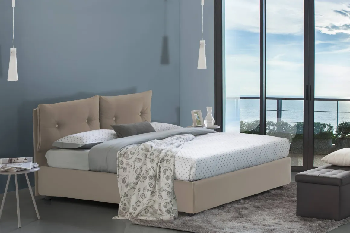 Letto piazza e mezza Bacio, con materasso Cm 120x190 incluso, Tortora