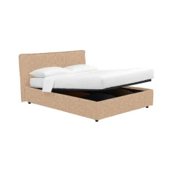Letto Piazza e Mezza Beige Sfoderabile Contenitore, Dimensione Materasso 120x190 cm - Cirie