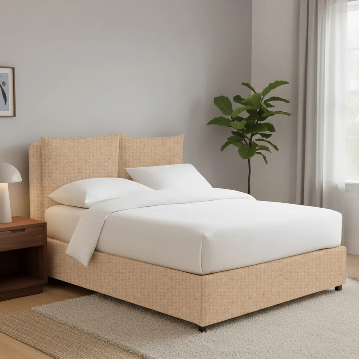 Letti Piazza E Mezza|Letti Piazza E Mezza > Dmora Letto Piazza e Mezza Sfoderabile Contenitore, Dimensione Materasso 120x190 cm - Forli Beige