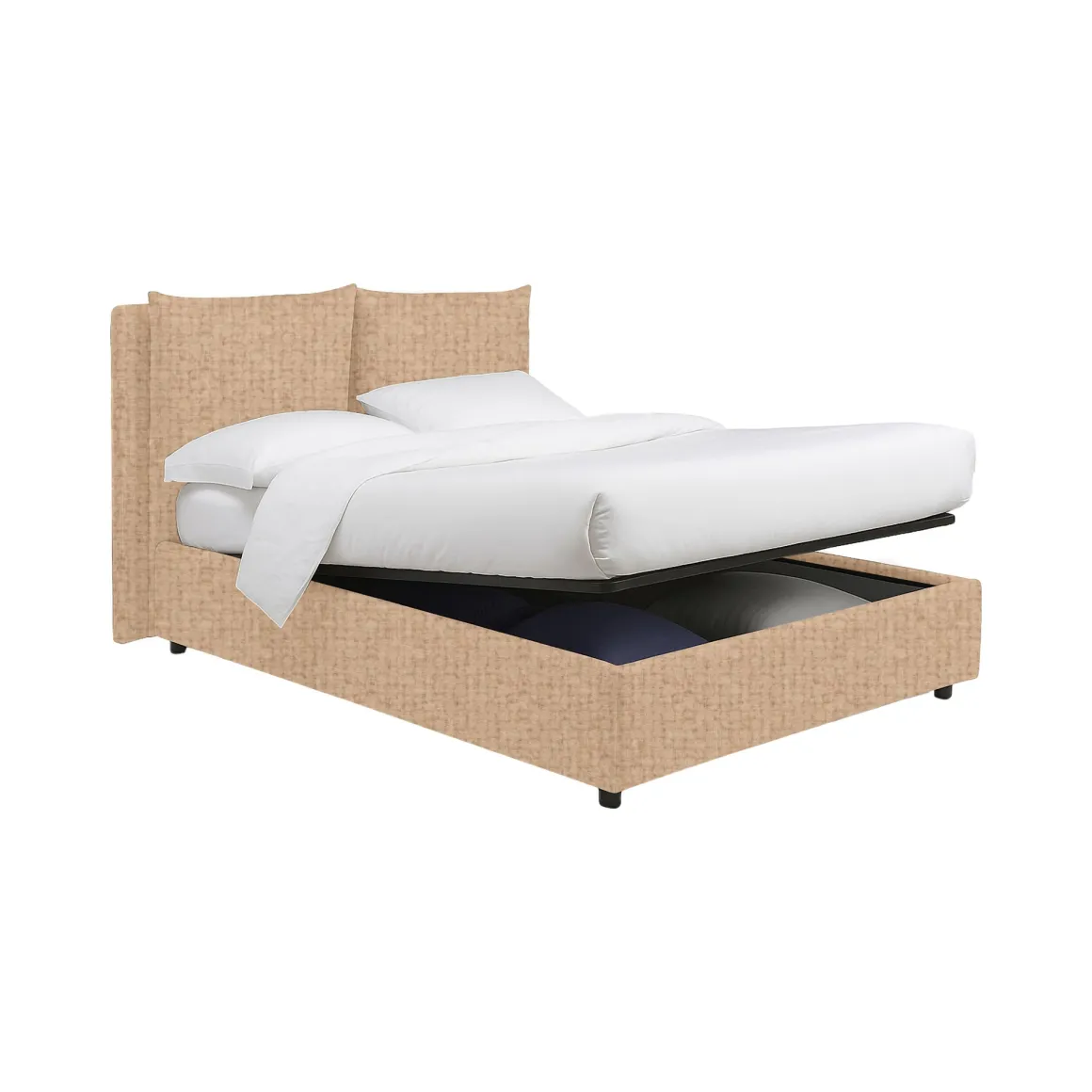 Letti Piazza E Mezza|Letti Piazza E Mezza > Dmora Letto Piazza e Mezza Sfoderabile Contenitore, Dimensione Materasso 120x190 cm - Forli Beige