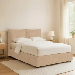 Letti Piazza E Mezza|Letti Piazza E Mezza > Dmora Letto Piazza e Mezza Sfoderabile Contenitore, Dimensione Materasso 120x190 cm - Rodero Beige