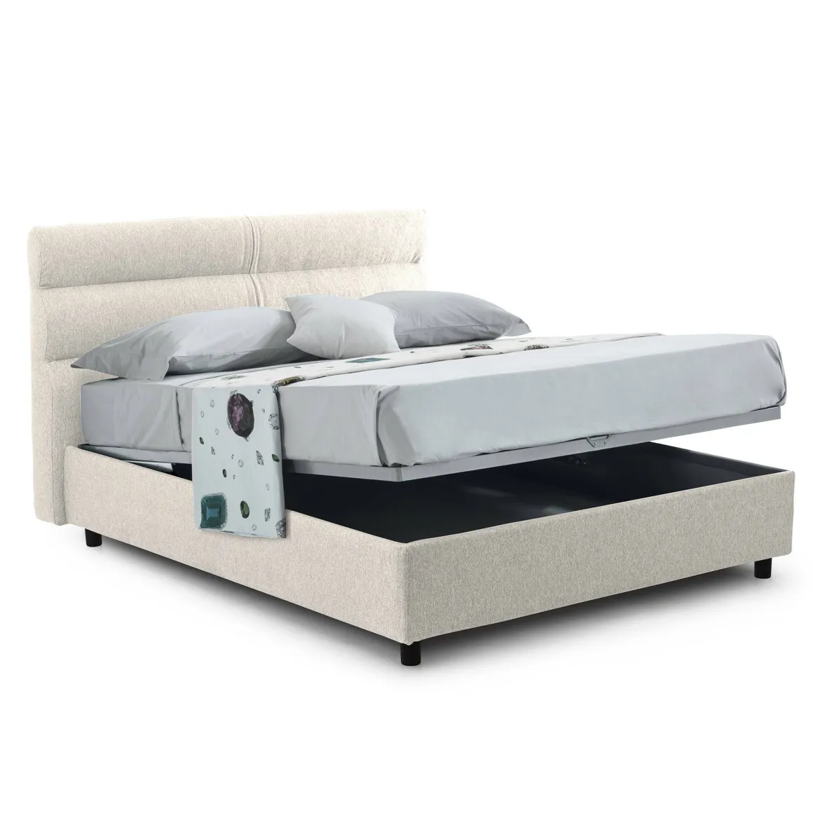 Letti Piazza E Mezza|Letti Piazza E Mezza > Dmora Letto Piazza e Mezza Sfoderabile Contenitore, Dimensione Materasso 120x200 cm - Codevigo Beige