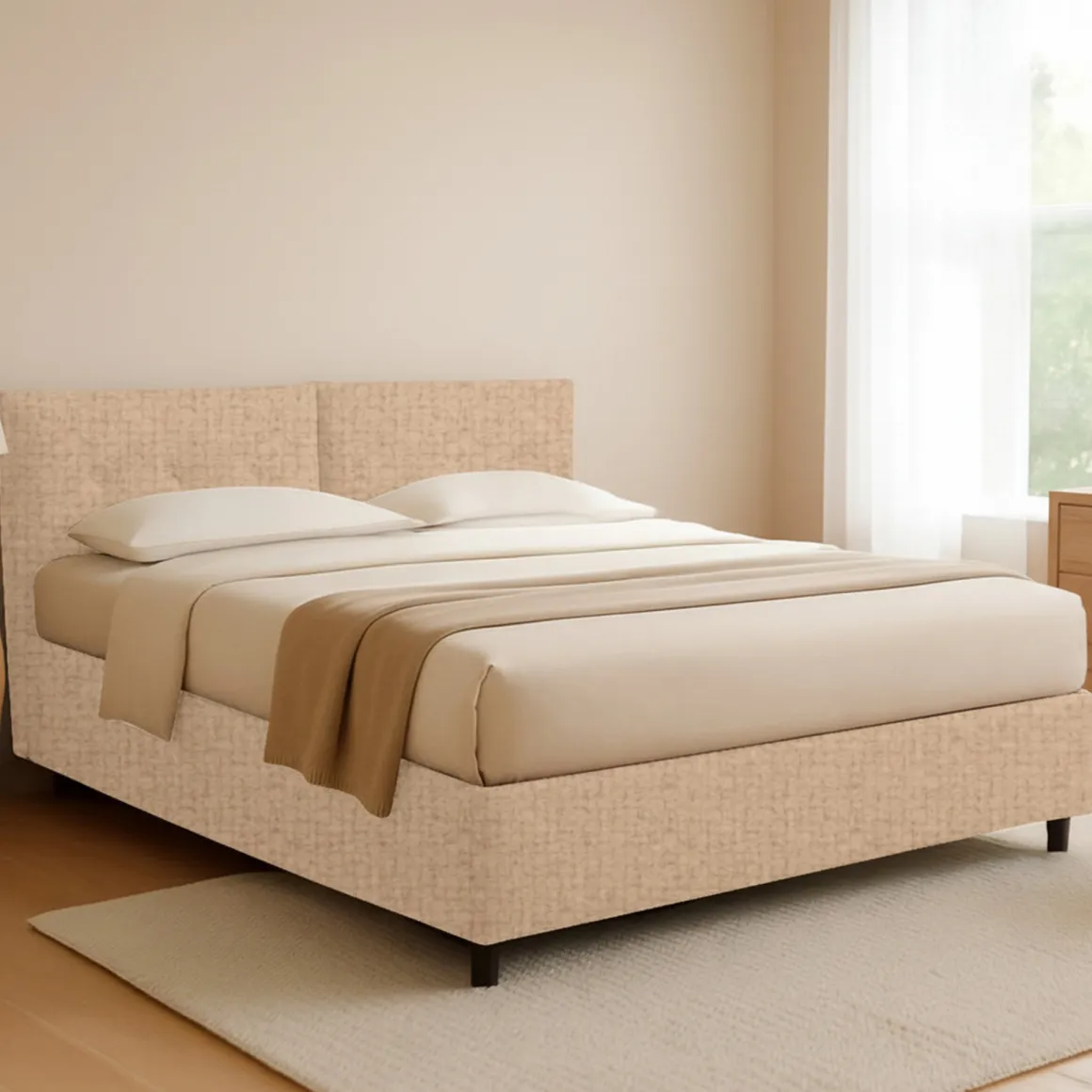 Letti Piazza E Mezza|Letti Piazza E Mezza > Dmora Letto Piazza e Mezza Sfoderabile Contenitore, Dimensione Materasso 120x200 cm - Diamante Beige