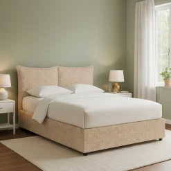 Letti Piazza E Mezza|Letti Piazza E Mezza > Dmora Letto Piazza e Mezza Sfoderabile Contenitore, Dimensione Materasso 120x200 cm - Noceto Beige