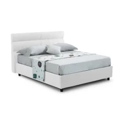 Letti Piazza E Mezza|Letti Piazza E Mezza > Dmora Letto Piazza e Mezza Materasso Incluso Sfoderabile, Contenitore Made in Italy - Brinzio Bianco