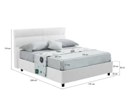 Letti Piazza E Mezza|Letti Piazza E Mezza > Dmora Letto Piazza e Mezza Materasso Incluso Sfoderabile, Contenitore Made in Italy - Brinzio Bianco