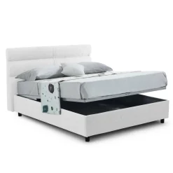 Letti Piazza E Mezza|Letti Piazza E Mezza > Dmora Letto Piazza e Mezza Materasso Incluso Sfoderabile, Contenitore Made in Italy - Brinzio Bianco