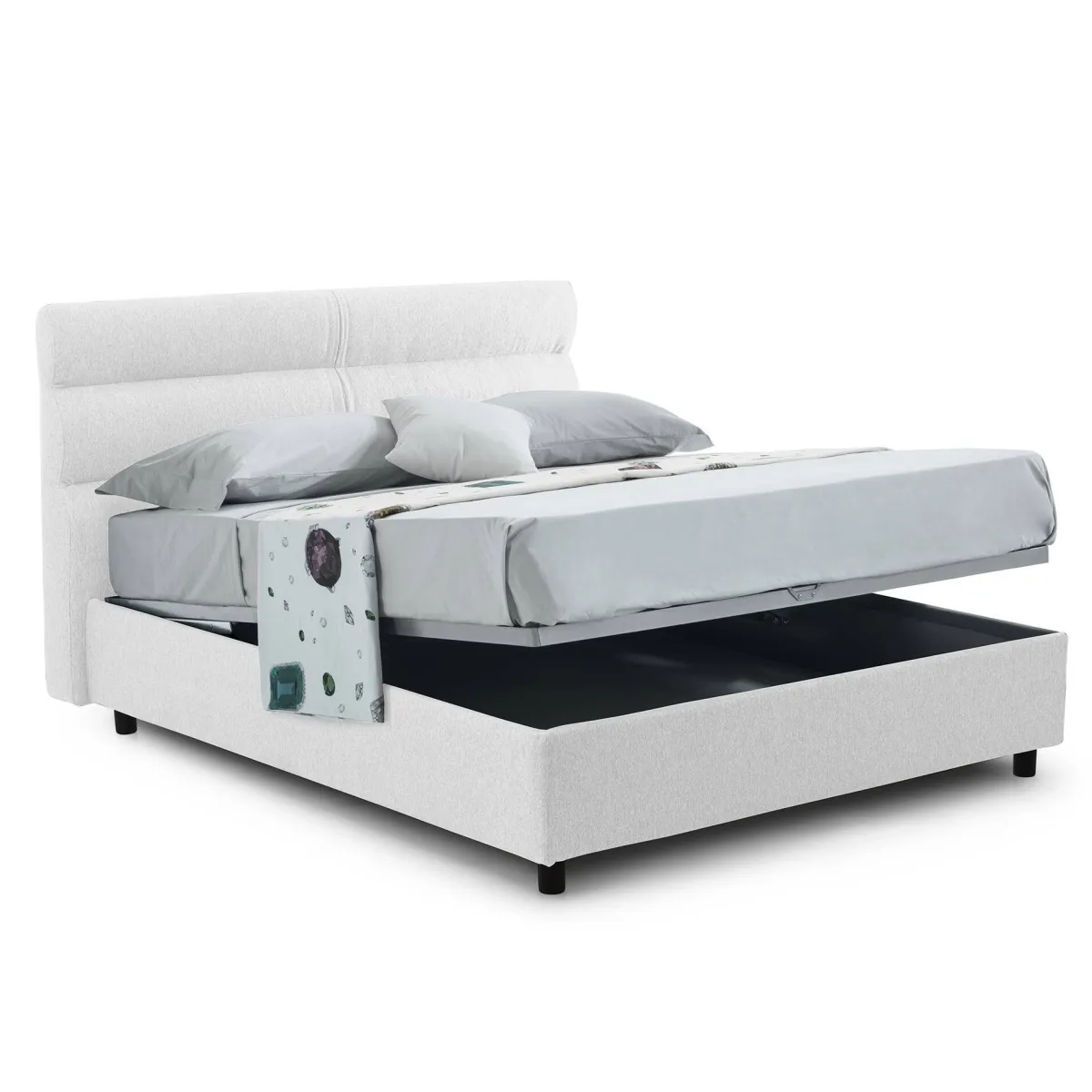 Letti Piazza E Mezza|Letti Piazza E Mezza > Dmora Letto Piazza e Mezza Materasso Incluso Sfoderabile, Contenitore Made in Italy - Brinzio Bianco