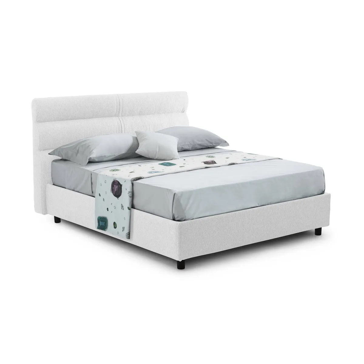 Letti Piazza E Mezza|Letti Piazza E Mezza > Dmora Letto Piazza e Mezza Sfoderabile Contenitore, Dimensione Materasso 120x190 cm Made in Italy - Brivio Bianco