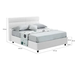 Letti Piazza E Mezza|Letti Piazza E Mezza > Dmora Letto Piazza e Mezza Sfoderabile Contenitore, Dimensione Materasso 120x190 cm Made in Italy - Brivio Bianco