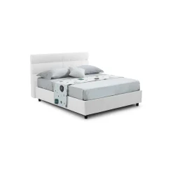 Letto Piazza e Mezza Bianco Sfoderabile Contenitore, Dimensione Materasso 120x200 cm Made in Italy - Briona