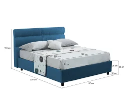 Letti Piazza E Mezza|Letti Piazza E Mezza > Dmora Letto Piazza e Mezza Materasso Incluso Sfoderabile, Contenitore Made in Italy - Brinzio Blu