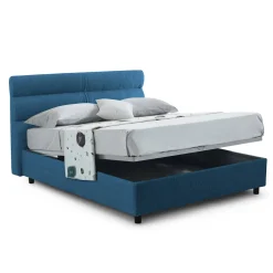 Letti Piazza E Mezza|Letti Piazza E Mezza > Dmora Letto Piazza e Mezza Materasso Incluso Sfoderabile, Contenitore Made in Italy - Brinzio Blu