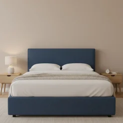 Letti Piazza E Mezza|Letti Piazza E Mezza > Dmora Letto Piazza e Mezza Sfoderabile Contenitore, Dimensione Materasso 120x190 cm - Ciconio Blu