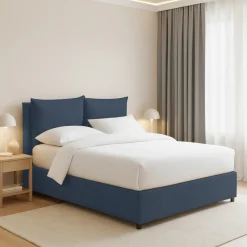 Letti Piazza E Mezza|Letti Piazza E Mezza > Dmora Letto Piazza e Mezza Sfoderabile Contenitore, Dimensione Materasso 120x190 cm - Forli Blu