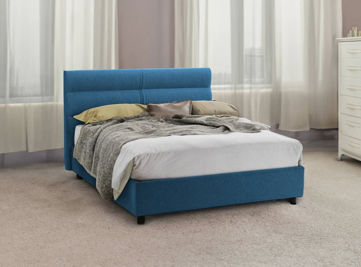 Letti Piazza E Mezza|Letti Piazza E Mezza > Dmora Letto Piazza e Mezza Sfoderabile Contenitore, Dimensione Materasso 120x200 cm - Codevigo Blu