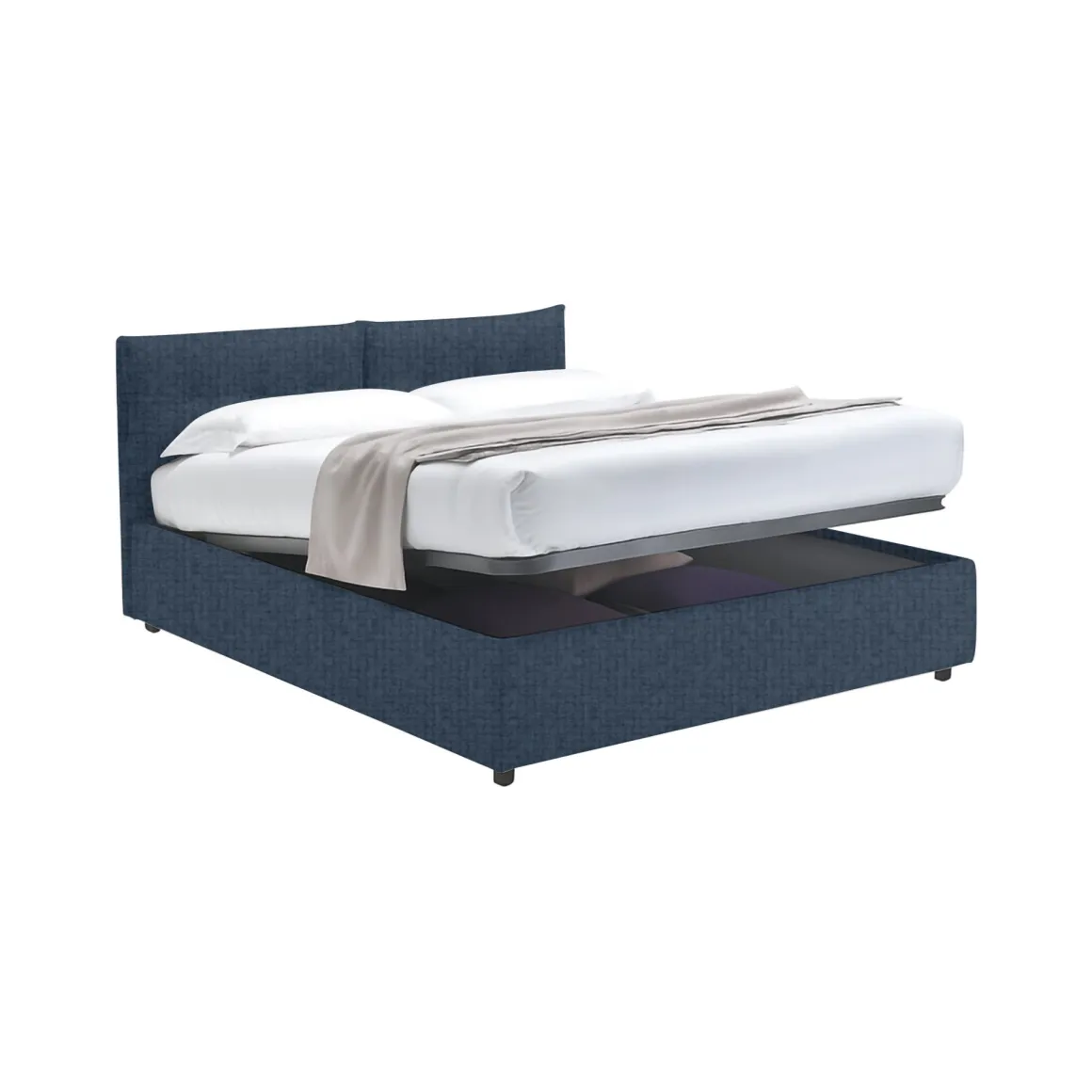 Letto Piazza e Mezza blu Sfoderabile Contenitore, Dimensione Materasso 120x200 cm - Concesio