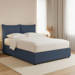 Letto Piazza e Mezza blu Sfoderabile Contenitore, Dimensione Materasso 120x200 cm - Marmora