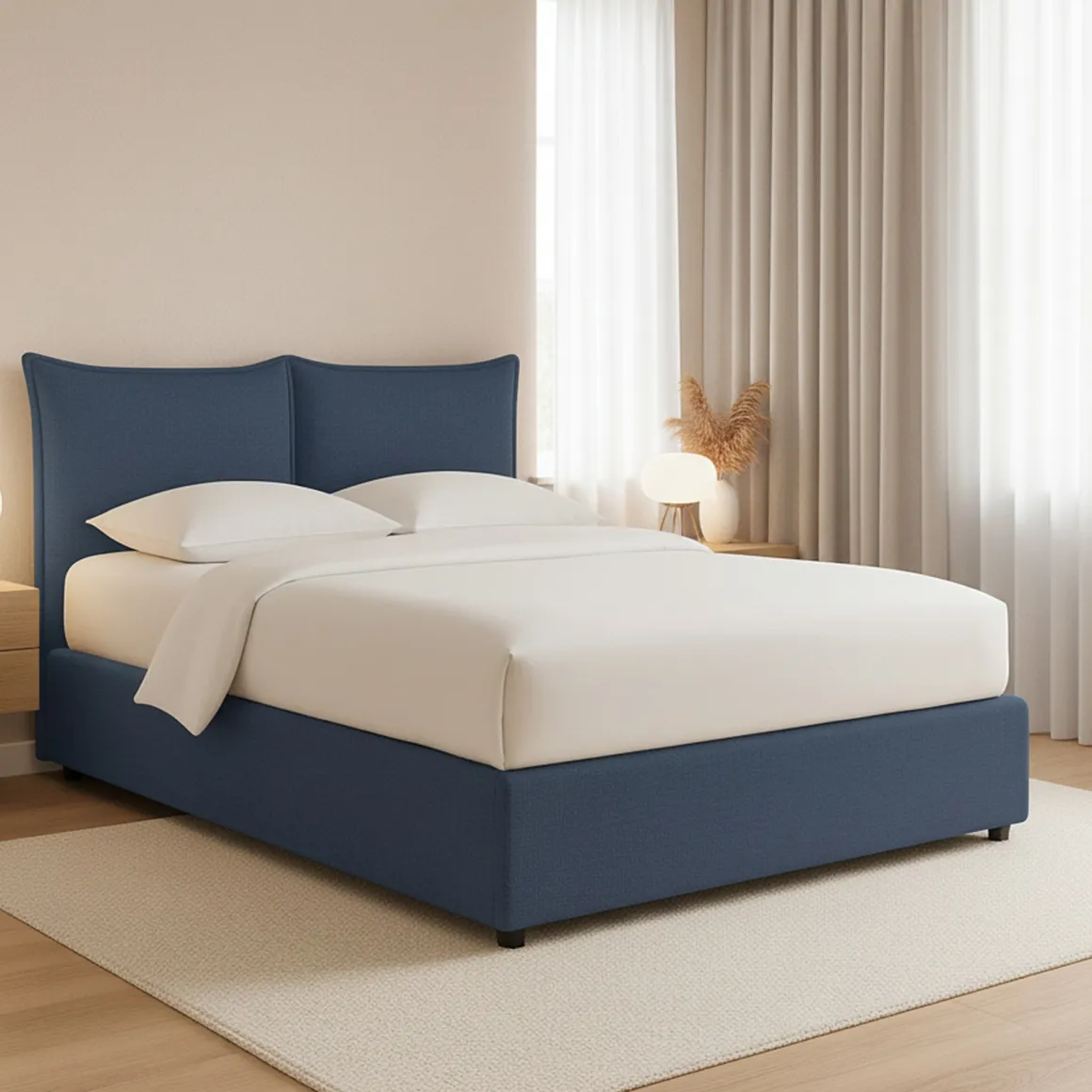 Letti Piazza E Mezza|Letti Piazza E Mezza > Dmora Letto Piazza e Mezza Sfoderabile Contenitore, Dimensione Materasso 120x200 cm - Noceto Blu