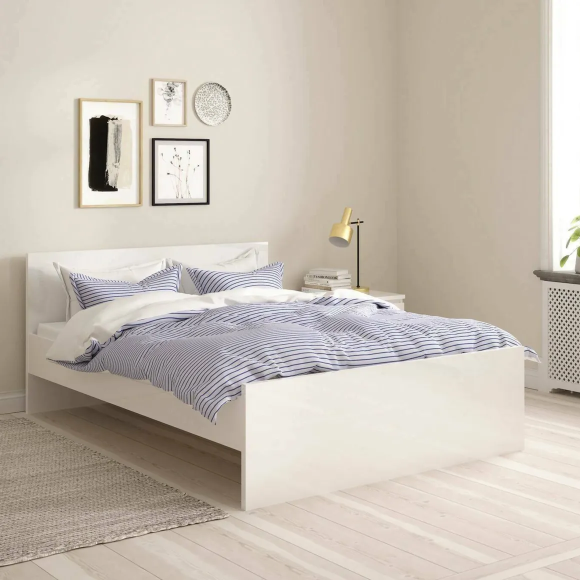 Letto piazza e mezza Bora, 146x207 h80 cm, Bianco