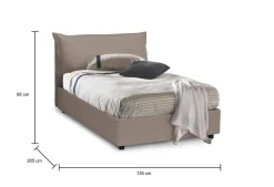 Letto piazza e mezza Cistus, con materasso Cm 120x190 incluso, Tortora