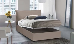 Letto piazza e mezza Cistus, con materasso Cm 120x190 incluso, Tortora