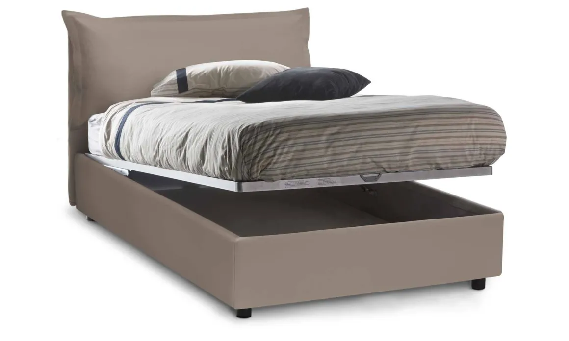 Letto piazza e mezza Cistus, con materasso Cm 120x190 incluso, Tortora