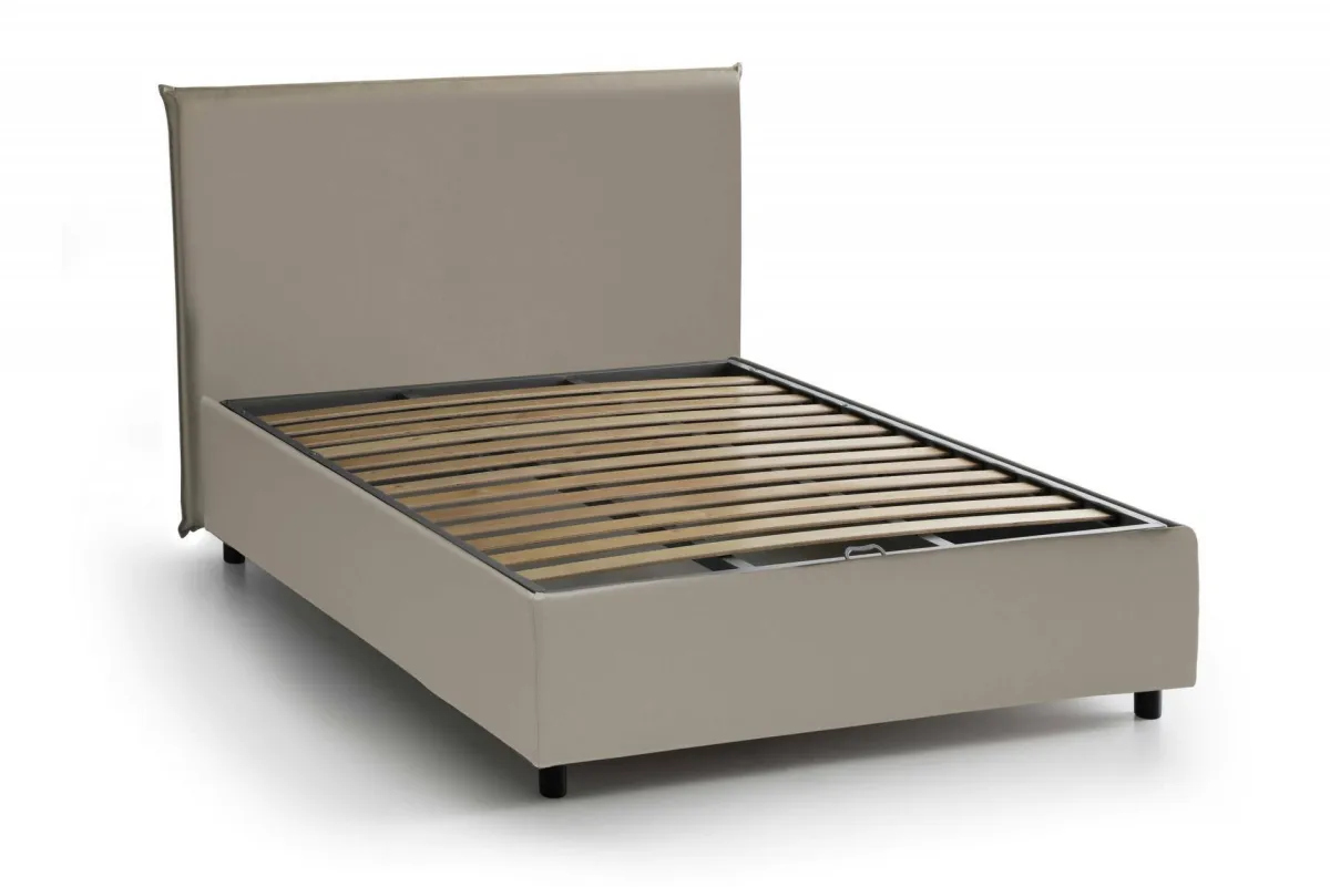 Letti Piazza E Mezza|Letti Contenitore > Dmora Letto piazza e mezza Dacem, con materasso Cm 120x190 incluso, Tortora Grigio Tortora
