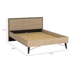 Letto piazza e mezza Elida, 206x153 h91 cm, Rovere