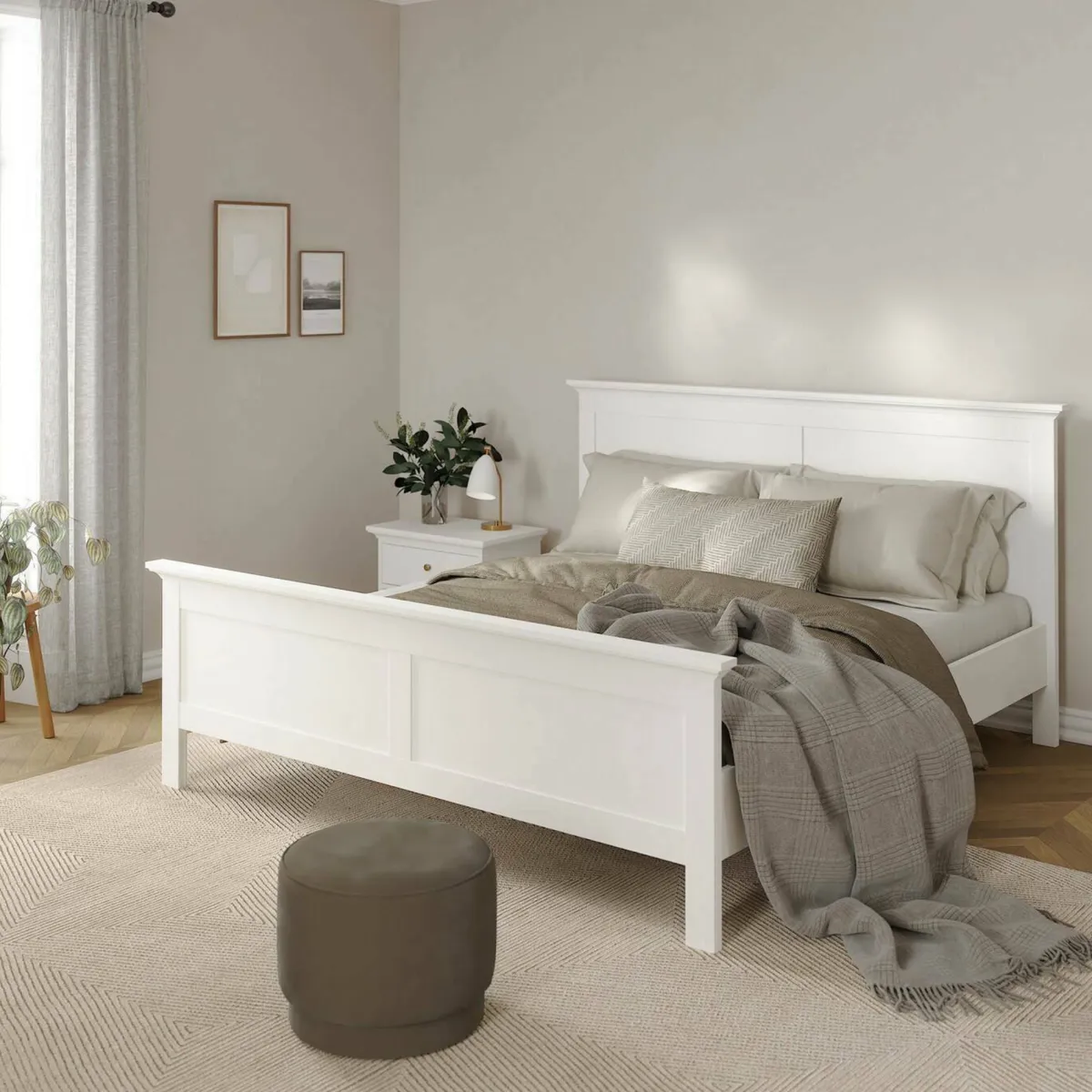 Letti Piazza E Mezza|Letti Piazza E Mezza > Dmora Letto piazza e mezza Faxai, 179x211 h110 cm, Bianco
