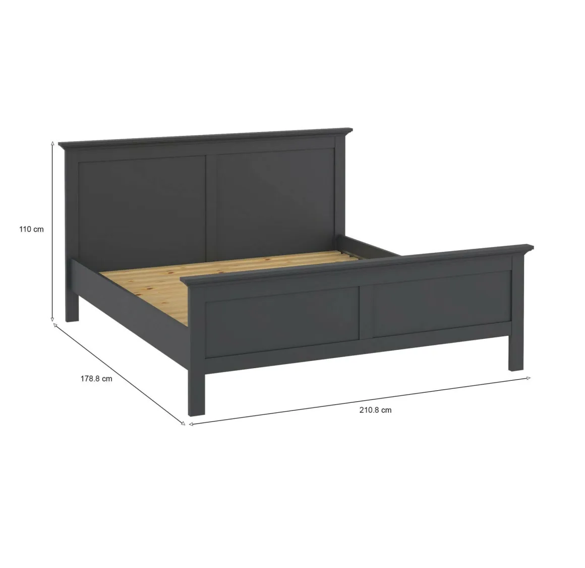 Letto piazza e mezza Faxai, 179x211 h110 cm, Grigio
