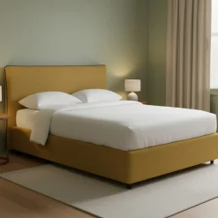 Letti Piazza E Mezza|Letti Piazza E Mezza > Dmora Letto Piazza e Mezza Sfoderabile Contenitore, Dimensione Materasso 120x190 cm - Dogliola Giallo Ocra