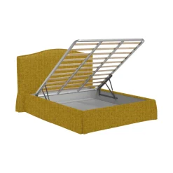 Letto Piazza e Mezza Giallo Ocra Sfoderabile Contenitore, Dimensione Materasso 120x190 cm - Lavagna