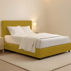 Letto Piazza e Mezza Giallo Ocra Sfoderabile Contenitore, Dimensione Materasso 120x200 cm - Codevigo