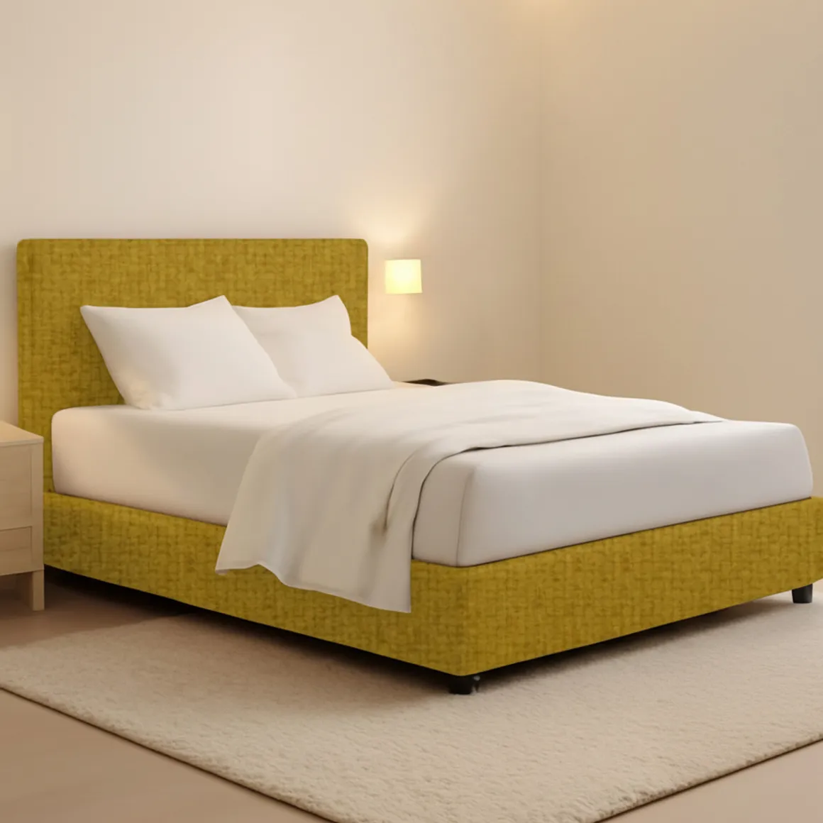 Letto Piazza e Mezza Giallo Ocra Sfoderabile Contenitore, Dimensione Materasso 120x200 cm - Codevigo