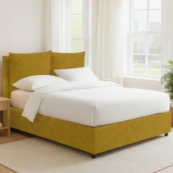 Letto Piazza e Mezza Giallo Ocra Sfoderabile Contenitore, Dimensione Materasso 120x200 cm - Diamante