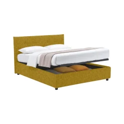 Letti Piazza E Mezza|Letti Piazza E Mezza > Dmora Letto Piazza e Mezza Sfoderabile Contenitore, Dimensione Materasso 120x200 cm - Rezzago Giallo Ocra