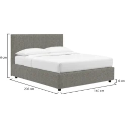 Letti Piazza E Mezza|Letti Piazza E Mezza > Dmora Letto Piazza e Mezza Sfoderabile Contenitore, Dimensione Materasso 120x190 cm - Ciconio Grigio Cenere